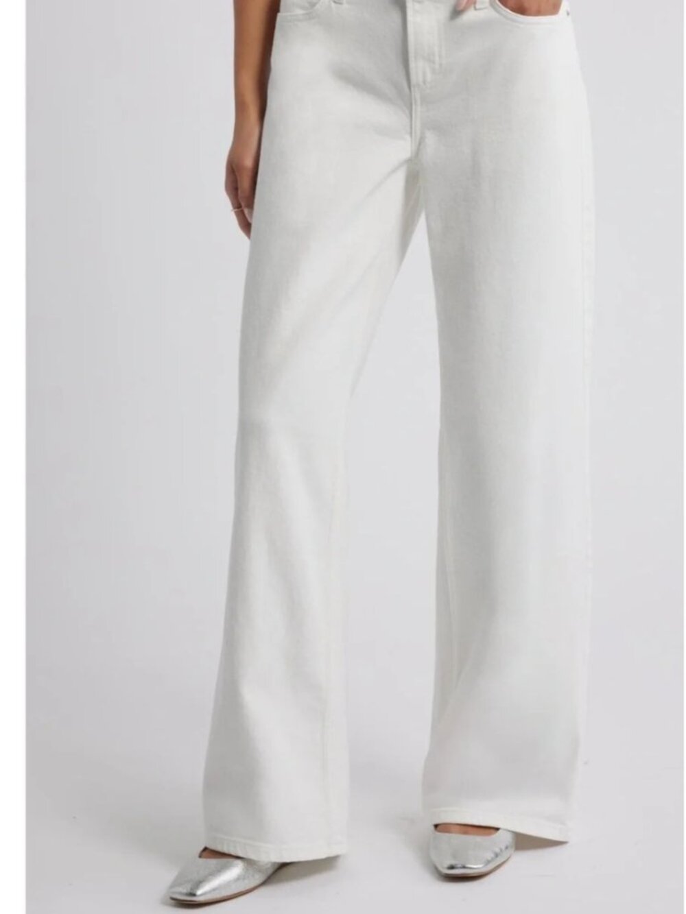 BP. Low Rise Baggy Jeans White Denim Wide Leg Relaxed Cotton Womens Size 32
